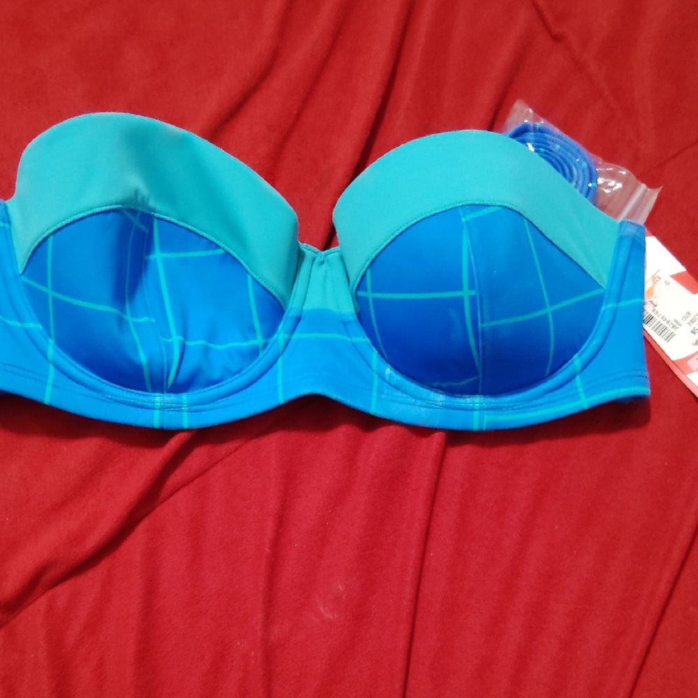 SPANX Blue and Teal Bikini Top